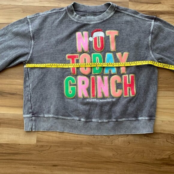 Simply Southern Women's Size XL Christmas Not Today Grinch Ribbed Cotton Top - Picture 4 of 10
